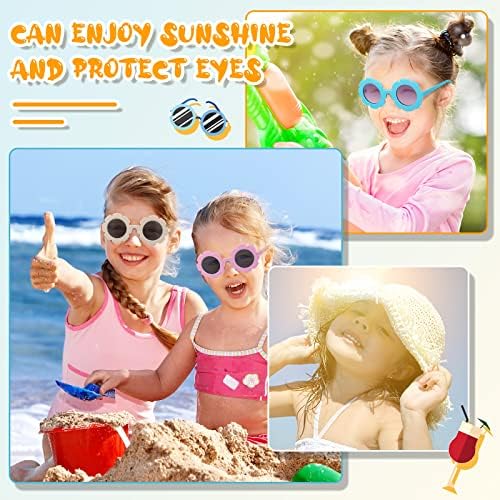24 Двойки Детски Кръгли Слънчеви очила с Цветя Модел на Едро, Красиви Слънчеви Очила за момичета, Плажни Слънчеви