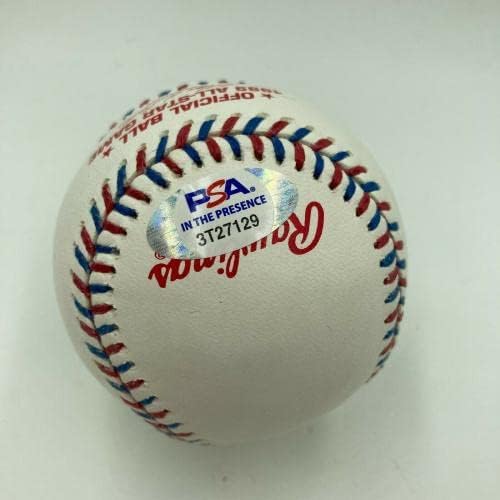 Ранди Джонсън Сай Йънг 17-9 364K's 2.48 ERA Подписаха Стикер ДНК бейзболен PSA - Бейзболни топки с Автографи