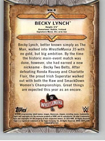 2020 Оглавява списъка на WWE Road to WrestleMania WM-9 Търговска картичка Беки Линч срещу