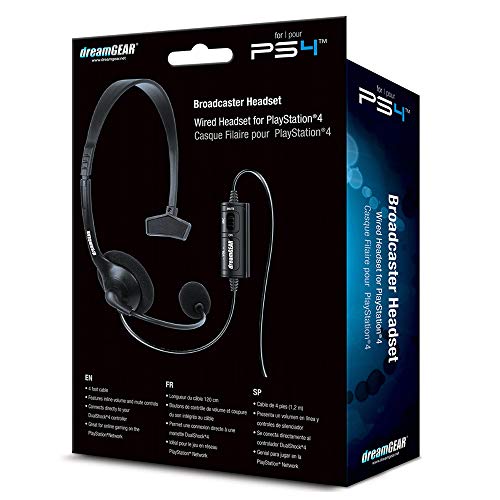 Кабелни слушалки dreamGEAR Broadcaster за PS4 с гъвкав микрофон и Вграден регулатор на силата на звука / изключване