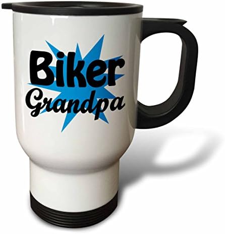 3dRose Biker Grandpa, Синя, Чаша за пътуване, 14 грама, Неръждаема стомана