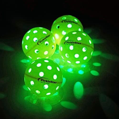 Топки за мариноване с led подсветка PickleStar, Стандартни външни топки за мариноване USAPA на 40 дупки жълт цвят със зелена