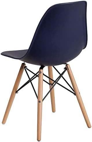 Флаш мебели Elon серия Тъмно син пластмасов стол с дървени крака