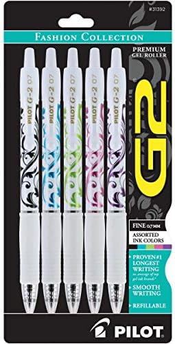 Гел химикалки Премиум-клас PILOT G2 Fashion Collection, Fine Point, различни цветове, на 5 броя (31392) и Гел химикалки