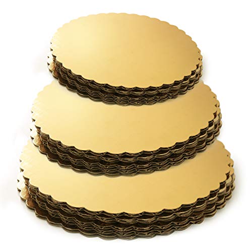Комплект от 18 Златни Кръгли дъски за торта, кръгла Картонена основа, 6, 8 и 10 инча. Идеални за украса на торта, по 6 броя от всеки размер