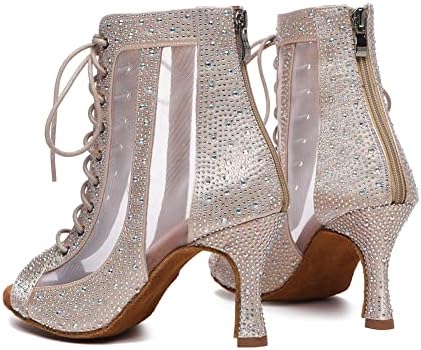 DKZSYIM/ Женски Танцови обувки с отворени пръсти, Украсени с кристали, Танци, обувки за Салса и Танци балната
