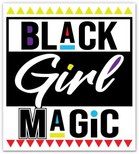 Магически етикети с черна момиче - 2 опаковки от 3 инча стикери - Водоустойчив винил за колата, телефон, бутилки с вода,