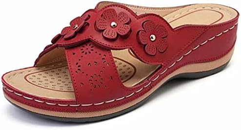 Чехли за жени класически Реколта кръст сандали на танкетке с цветен интериор и отворени пръсти летни пързалки ретро