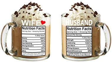 Факти за храненето на съпруга и съпругата - Комплекти за стъклени чаши кафе на тегло 13 грама за двойки - Забавни подаръци