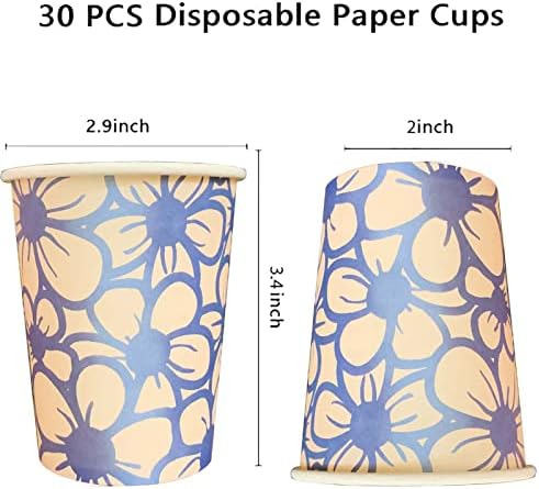 WeePaww 30 БР Опаковане на картонени Чаши за цветя на Пролетта Цветето на сезона е за Еднократна употреба Хартиени Чашки за Еспресо, Горещ Шоколад, Какао или Студени нап