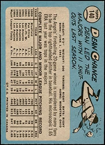 1965 O-Pee-Chee 140 Dean Chance Лос Анджелис Энджелз (Бейзболна карта) в Ню Йорк Энджелз
