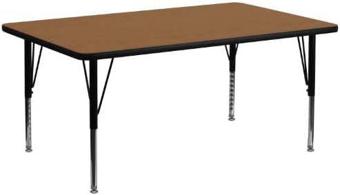 Флаш мебели 30 W x 72Л Правоъгълна маса за класове от термоламината от дъб с регулируеми по височина къси крака 30 W x 72Л