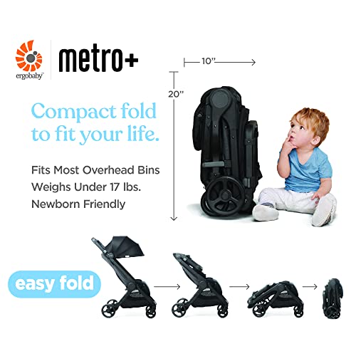 Компактна детска количка Ergobaby Метро +, Лека количка-чадър, сгъваем за съхранение в самолет (тежи 50 килограма), Съвместим
