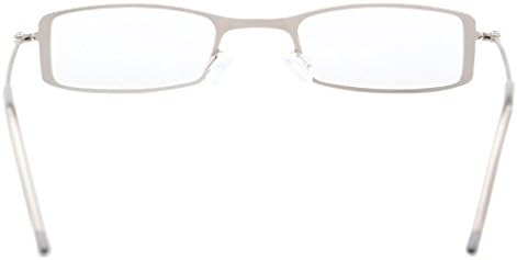 Eyekepper 3 опаковки Очила за четене в рамка от неръждаема стомана В полглаза, Сребрист + 1,75