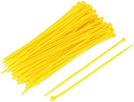 X-DREE 3 мм x 150 мм Самоблокирующиеся cable Стяжные колани жълт цвят, 100 броя (3 мм x 150 мм Cable стяжные колани жълт цвят