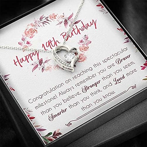 Колие ръчна изработка - пощенска Картичка с Надпис Колие с вечна любов, Подарък на 19-ти рожден ден за момичета, Колие