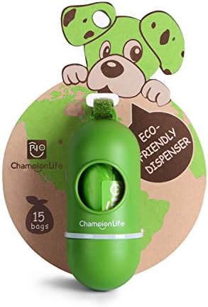 Диспенсер за каишки ChampionLife за торбички за кучешки отпадъци, включително 15 торбички за кучешки отпадъци, без мирис (Екологично