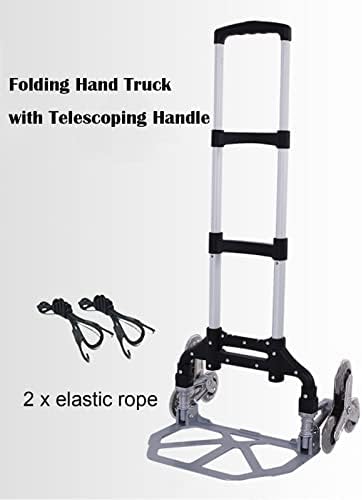 Ръчна количка с колела за изкачване на стълби Алуминиева Количка за багаж с Телескопична дръжка и еластични тросами Сгъваема