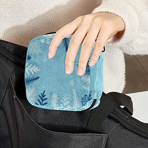 Чанта за грим Blue Winter Trees Frame-01, Косметичка, Преносим Чанта за Тоалетни принадлежности за жени и Момичета