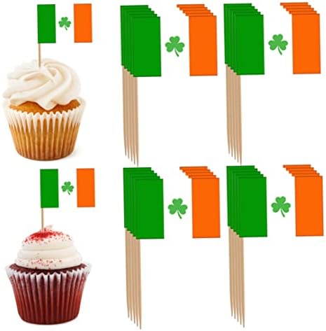 Muzrunq Ирландския Флаг, клечка за Зъби, Мини-Пръчка, Знамена, Детелина, Topper за Торта, меню с коктейли Жезъл, знаме, Топперы за Торта, Украса в Деня на Св. Патрик за торта, 1