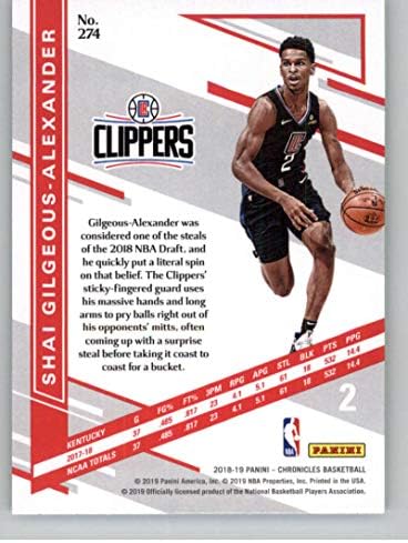 2018-19 Хрониките на елитния баскетбол 274 Шай Гилджиус-Александър Лос Анджелис Клипърс Официалната търговска картичка НБА от