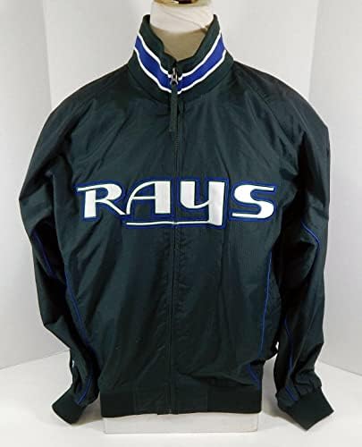 2001 Tampa Bay Devil Rays Paul Hoover #15 Използван в играта Зелено яке за пейки за резервни 911 P 6 - Използваните в играта якета MLB