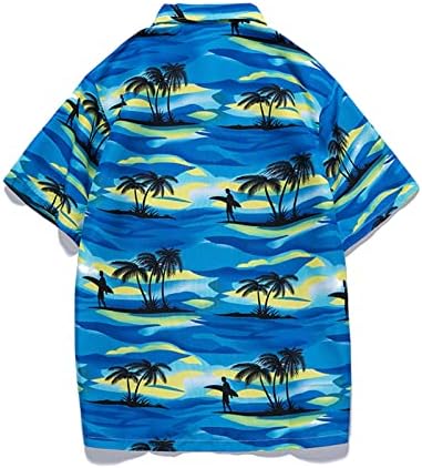 XXBR Мъжки Хавайски Ризи С Къс ръкав и Принтом Тропически дървен материал, Копчета, Реколтата, Блузи, Лятна
