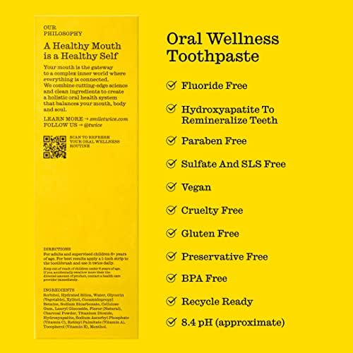 Паста за зъби с гидроксиапатитом, два пъти не съдържаща флуорид, Меко избелване на въглища. Липсата на елементарно, чудесен вкус,