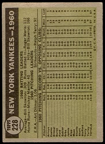 1961 Topps 228 Екипът на Янкис Ню Йорк Янкис (бейзболна картичка) VG йорк Янкис