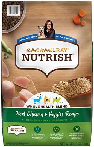 Суха храна за кучета Rachael Ray Nutrish с пиле и зеленчуци 40 паунда (опаковка може да се различава) + Пилешки рецепта