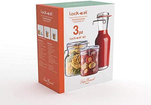 Комплект кутии Luigi Bormioli Lock-Eat от 3 теми, 25,25 унция, 50,75 унция, 34 грама, комплект от 3 броя, прозрачен