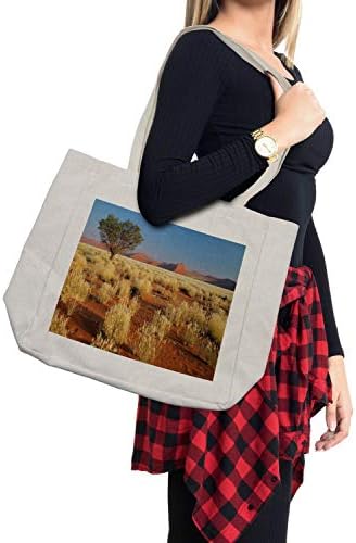 Чанта за пазаруване с гледката Ambesonne, Фотопринт с Растителна Тематични Дърво, Соссусвлей в пустинята на Намибия,