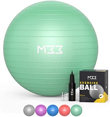 Топка за упражнения Mode33 - Много дебел топка за йога с защита от скъсване от 55 до 85 см, с ръчна помпа - Фитнес