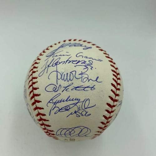 2003 Екипът на Янкис Подписа бейзболни топки Световните серии Дерек Джитър и Мариано Ривера MLB - Бейзболни топки