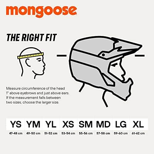Велосипеден шлем Mongoose Title Full Face Team съобщение, Обиколката на главата 47-62 см, Младежки и Възрастни размери