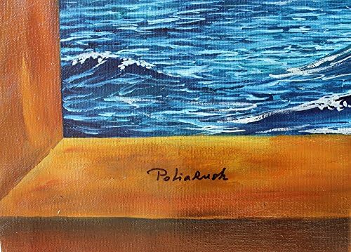 Юджийн Поляруш Оригинални маслени бои върху Платно, вечния Океан, единствен по Рода си, Подписан от Ръчно Нереално