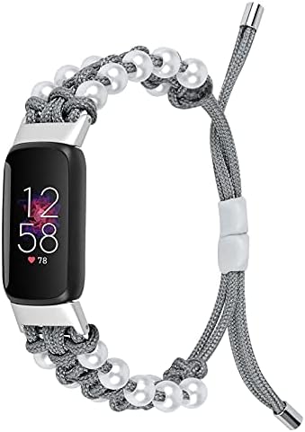 Каишка за часовник, който е Съвместим с Джапанки Fitbit Luxe, Регулируем Маншет с Перлената Въже, Сплетен Найлонов