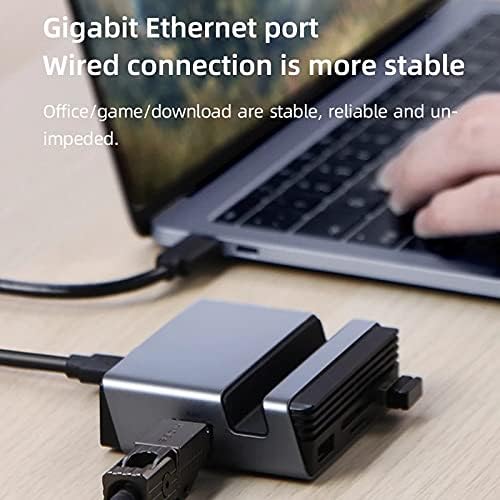 SXYLTNX C USB Хъб Type-C Докинг станция Type-C, която е Съвместима с 4K, HDMI, четец на карти памет PD SD/TF карта, стойка за телефон, RJ-45, Поставка