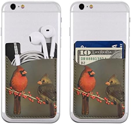 Калъф за телефон Red Birds, Държач за карти, Самоклеящийся калъф за кредитни карти от изкуствена кожа ID за задния