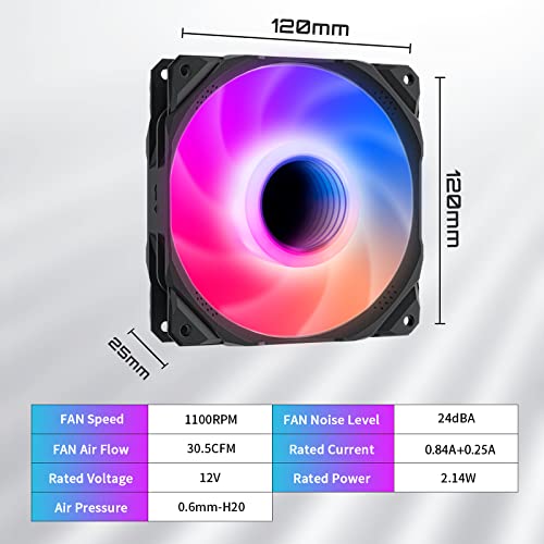 Камерата за феновете upHere RGB, 120-миллиметровые Безшумни вентилатори за охлаждане на компютъра, дизайн Infinity Mirror,
