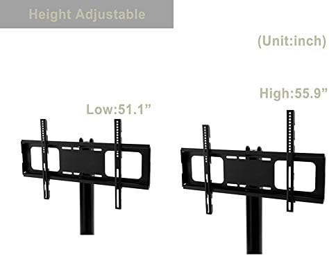 Черно Мултифункционален Регулируем ъгъл на наклона и височината на 4-Нива, метална рамка от закалено стъкло, Подова поставка за телевизор, закачалка за LCD /плазмен т