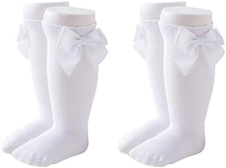 Maorrew/ 2 опаковки Чорапогащи до Коляното За малки момичета, Дълги Чорапи С Лък За Бебета и малки Деца,