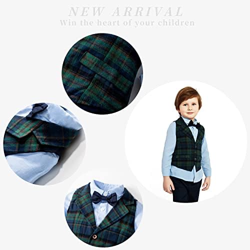 Комплект жилетка Xiangwu Textitle за малки момчета от 4 теми с Риза, Елек, Панталони и вратовръзка