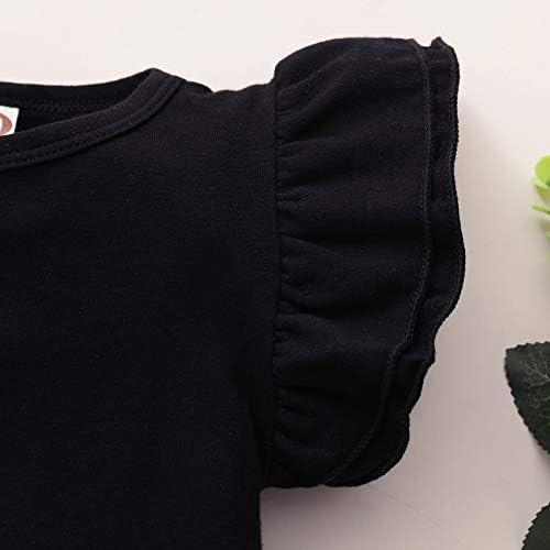 LYSMuch/ Тениска за малки момичета, Детски Памучен тениска Без ръкави с волани, Однотонная блуза (2 Черно,