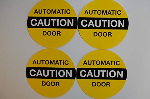 Внимание, Автоматична Стикер на вратата, Винил (4 опаковки) - Vinyl етикет с предупреждение за сигурност диаметър от 5