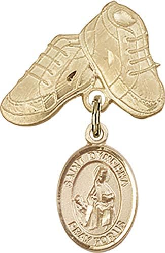 Детски икона Jewels Мания за амулет Свети Димфны и игла за детски сапожек | Детски иконата със златен пълнеж с