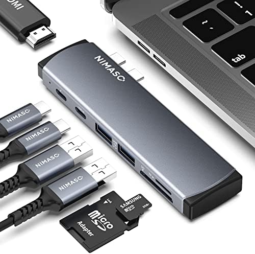 Хъб USB C NIMASO за MacBook, USB адаптер C 7 в 2 съвместим с USB порт на C Thunderbolt 3, мощност на захранване 100