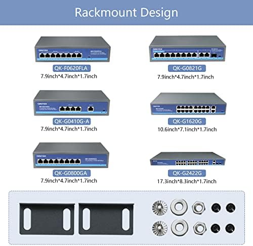 Unmanaged PoE комутатор QINIYEK с 11 порта Gigabit Ethernet, с 8 порта PoE + с мощност 120 W, 2 Гигабитными възходящи мрежи Ethernet, 1 гигабитным пристанище SFP, сменяем и възпроизвеждат, за насто