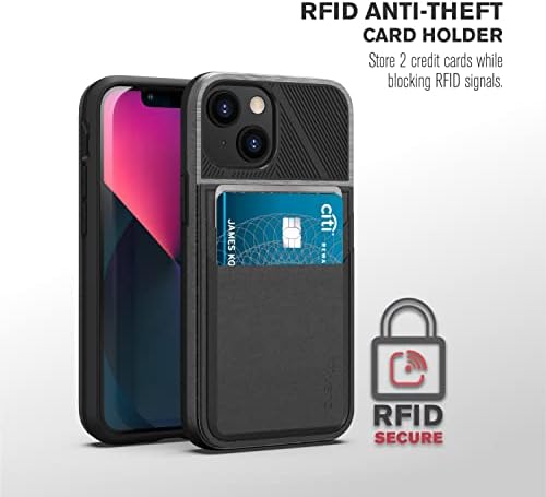 Чанта-портфейл с държач за карти VENA Legacy, съвместим с Apple iPhone 13 Mini (5.4 инча), (съвместим с Magsafe, защита от кражба на RFID), калъф с отделение за карти с тънък профил и стойка -