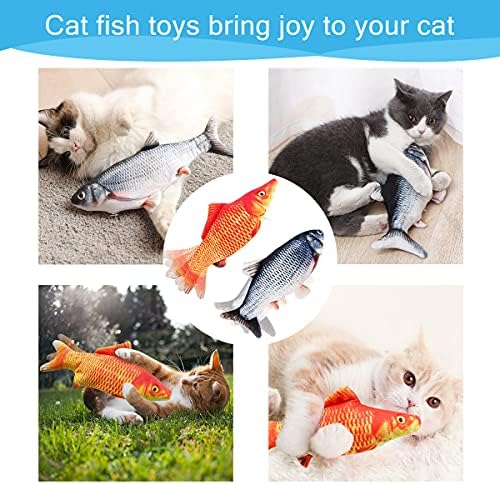 Играчки за котки, Плаващ Риба със сребърни вина и Котешка мента, 2 опаковки Интерактивни играчки за котки в затворени помещения,
